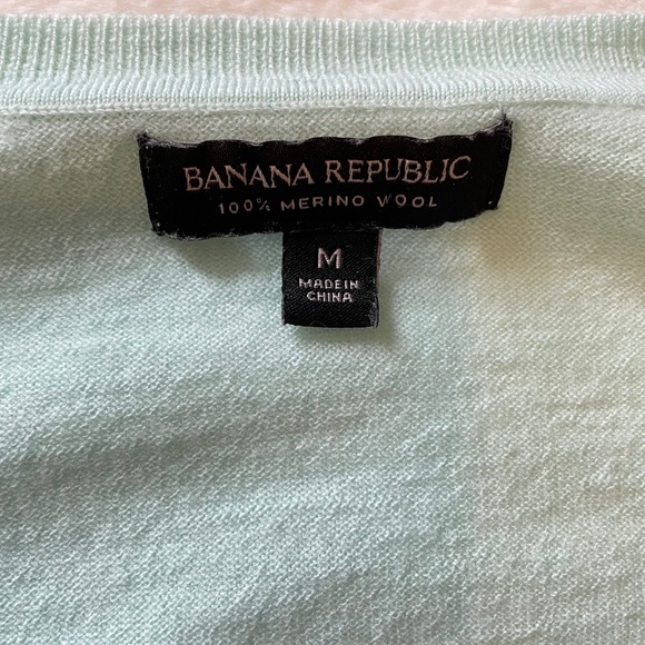 Banana Republic Womens Light Turquoise Merino Wool V-Neck Sweater, Size M - Picture 2 of 15